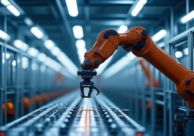 Industrirobot integrert i en produksjonslinje