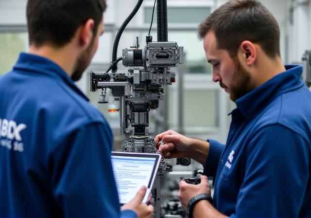 AzurBotics ingeniører i arbeid i verkstedet